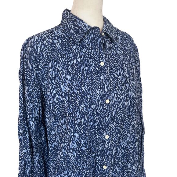 J. McLaughlin Blue and White Button Down Top Womens Size XL - Picture 2 of 6